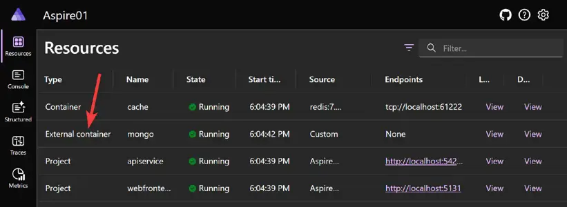 Referencing external Docker containers in .NET Aspire using the new custom resources API
